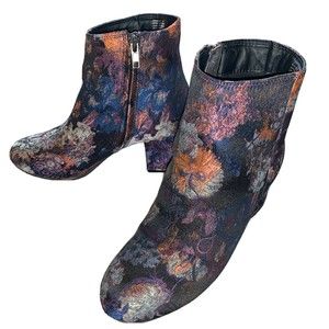 Zigi Soho Nydia Floral Ankle Boots Side Zip Women's Size 7.5 Block Heel 2.5”